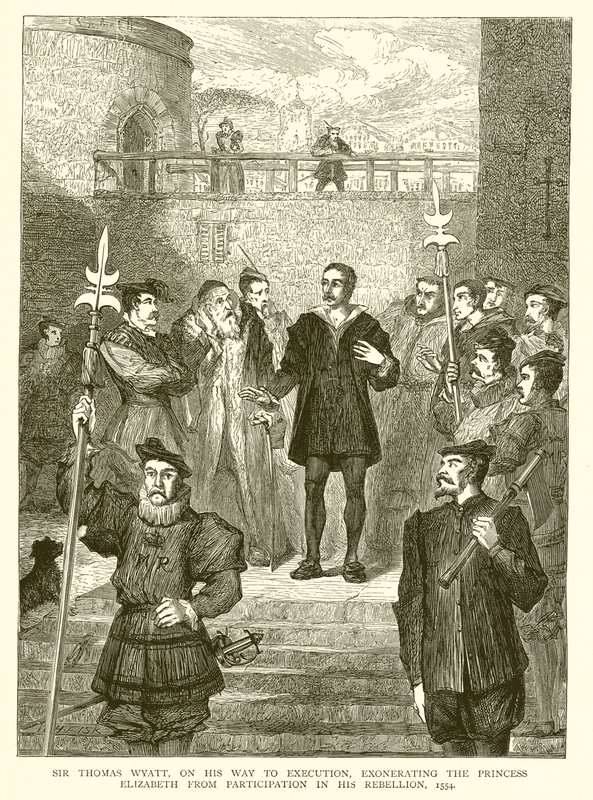 Sir Thomas Wyatt, em seu Caminho para a Execução, exonerando a Princesa Elizabeth da Participação em Sua Rebelião, 1554 de English School