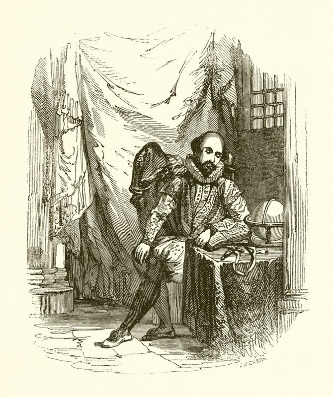 Sir Walter Raleigh na torre de English School