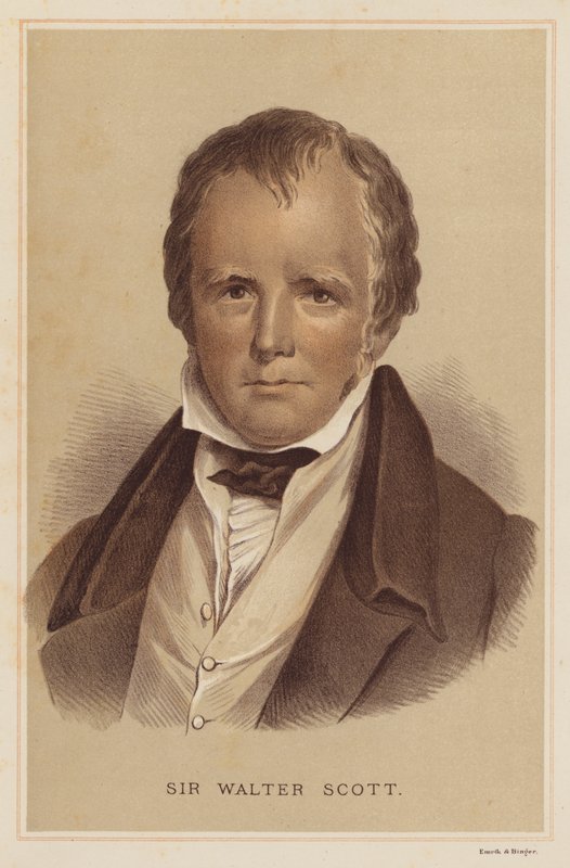 Sir Walter Scott (cor litho) de English School
