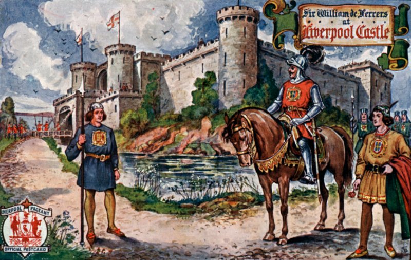 Sir William De Ferrers no Castelo de Liverpool (cor litho) de English School