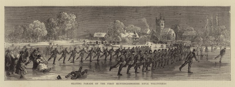 Desfile de Patinagem dos Primeiros Voluntários de Espingardas de Huntingdonshire (gravura) de English School