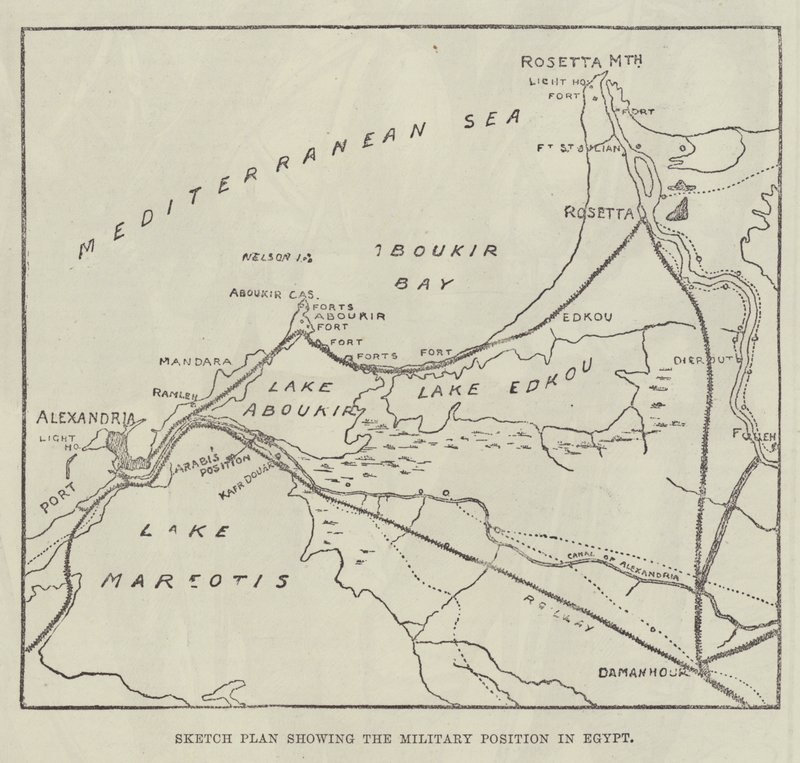 Plano de esboço mostrando a Posição Militar no Egipto (gravação) de English School