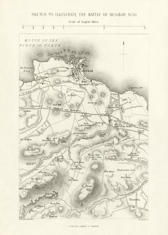 Esboce para ilustrar a Batalha de Dunbar, 1650 de English School
