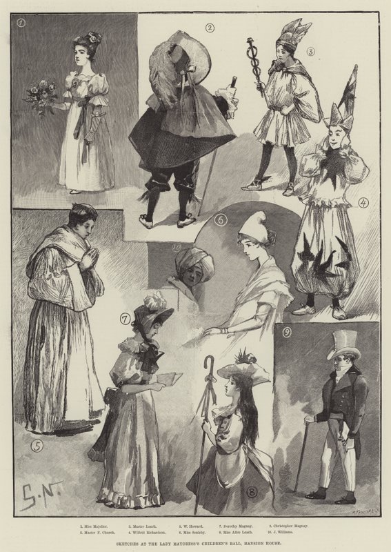 Esboços no Baile das Crianças da Senhora Prefeita, Casa da Mansão (gravura) de English School