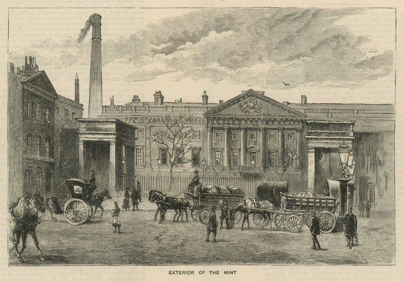 Esboços na Casa da Moeda Real, Tower Hill; exterior da hortelã de English School