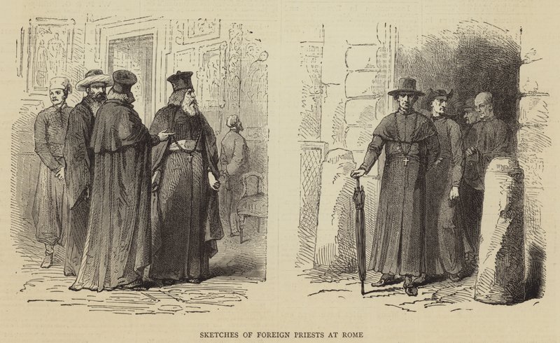 Esboços de Sacerdotes Estrangeiros em Roma (gravura) de English School