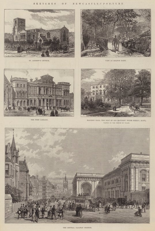 Esboços de Newcastle-upon-Tyne (gravura) de English School