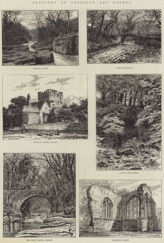 Esboços de Teesdale e Rokeby (gravura) de English School