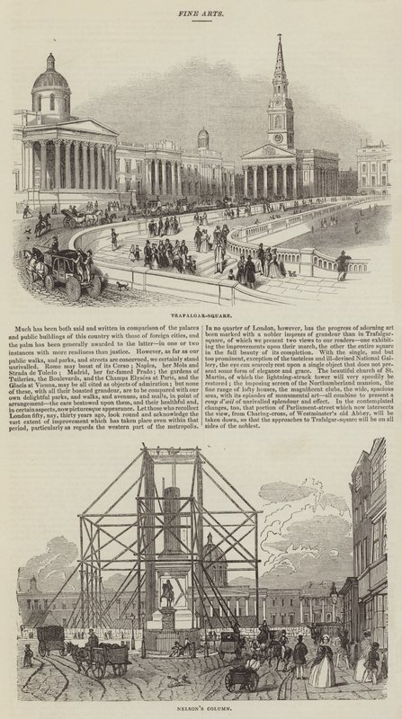 Esboços de Trafalgar Square (gravura) de English School