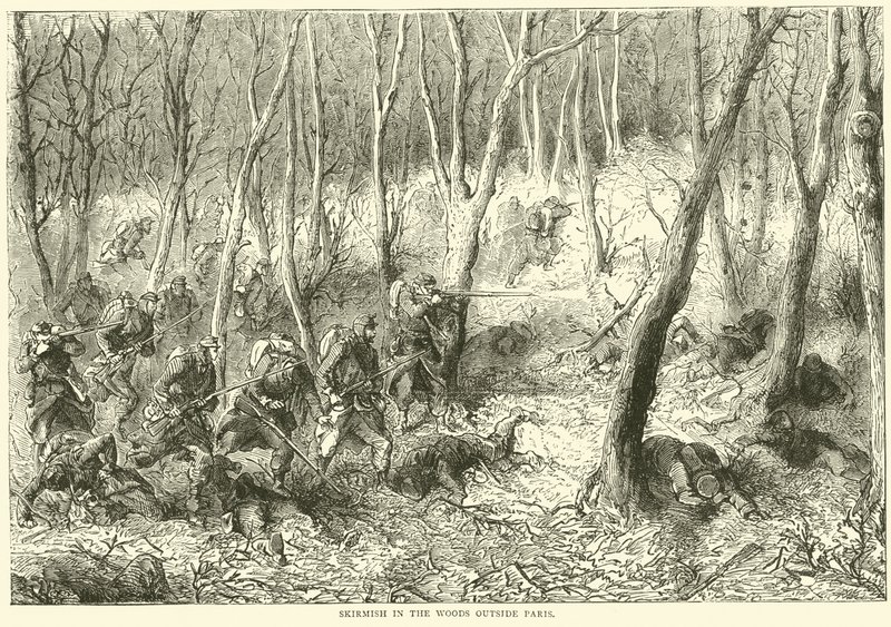 Escaramuça na floresta fora de Paris, outubro de 1870 de English School