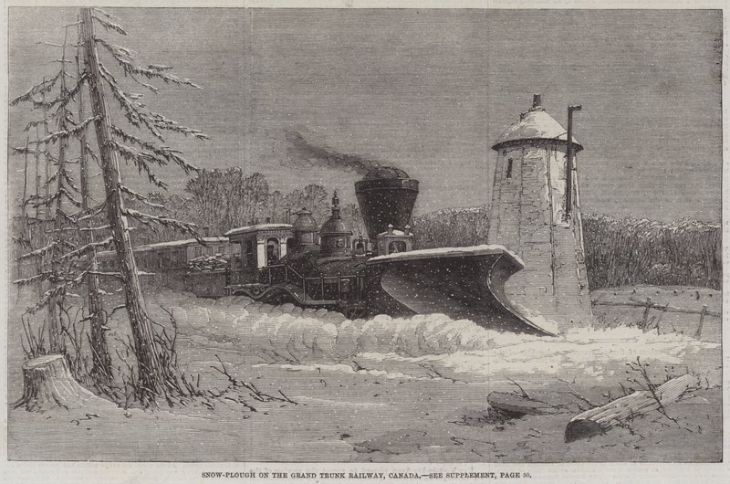 Snow-Plough on the Grand Trunk Railway, Canada (gravura) de English School