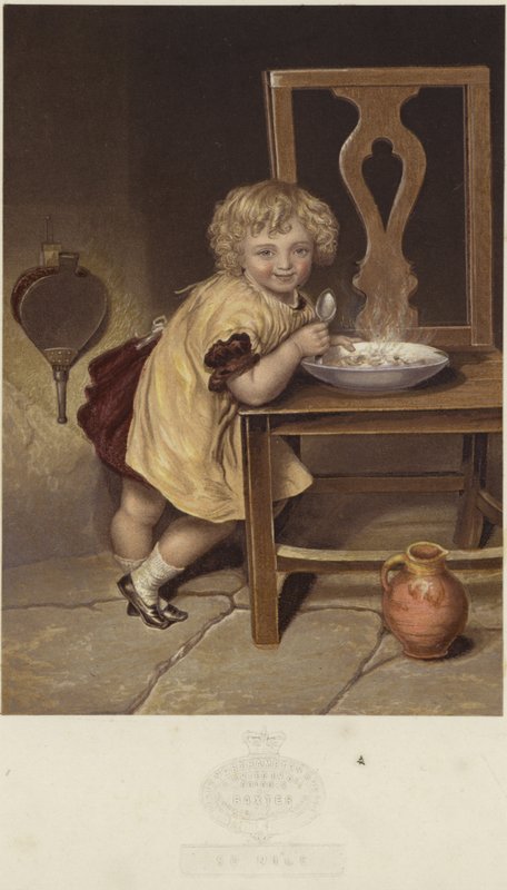So Nice, uma representação de uma menina comendo uma tigela de comida fumegante de English School