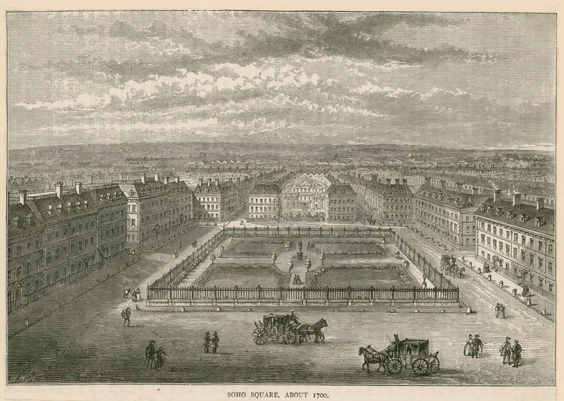 Soho Square, cerca de 1700 de English School