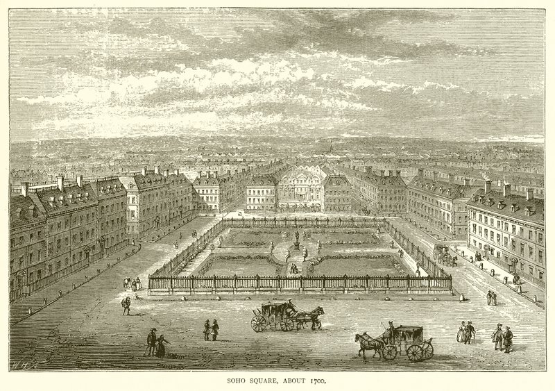 Soho Square, cerca de 1700 de English School
