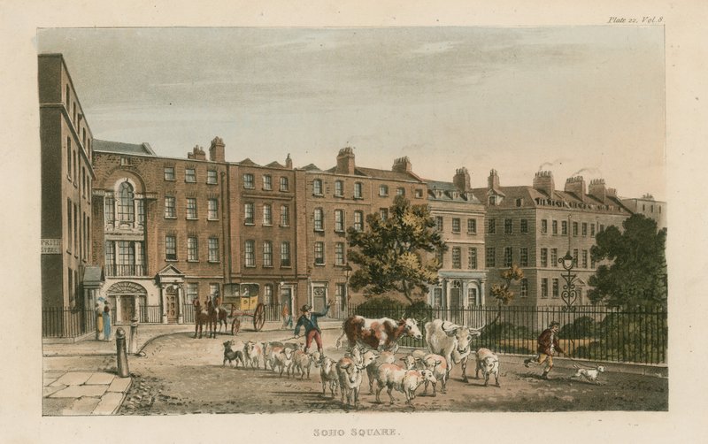 Soho Square, olhando para o oeste de English School