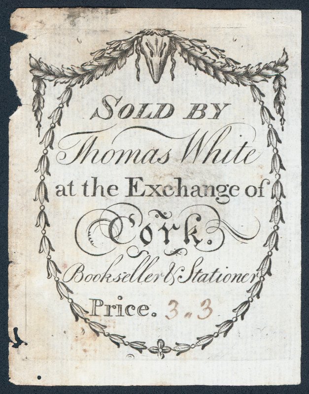 Vendido por Thomas White na Bolsa de Cortiça, vendedor de livros e papelaria, cartão comercial de English School