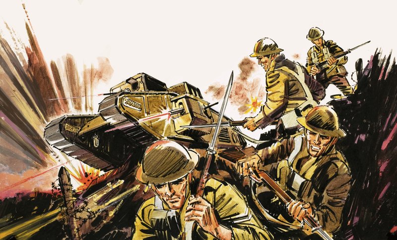 Soldados e tanque de English School
