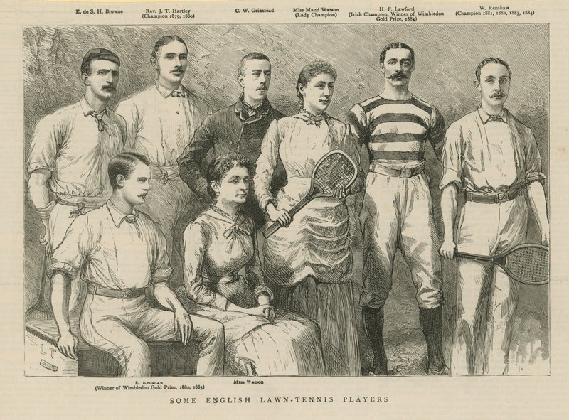 Alguns jogadores ingleses do tênis de gramado de English School