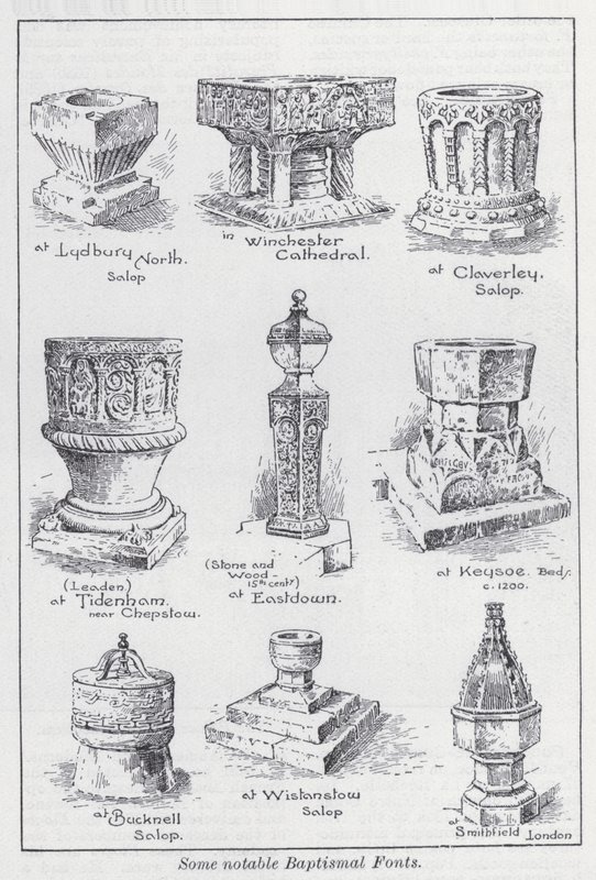 Algumas fontes batismais notáveis (litho) de English School