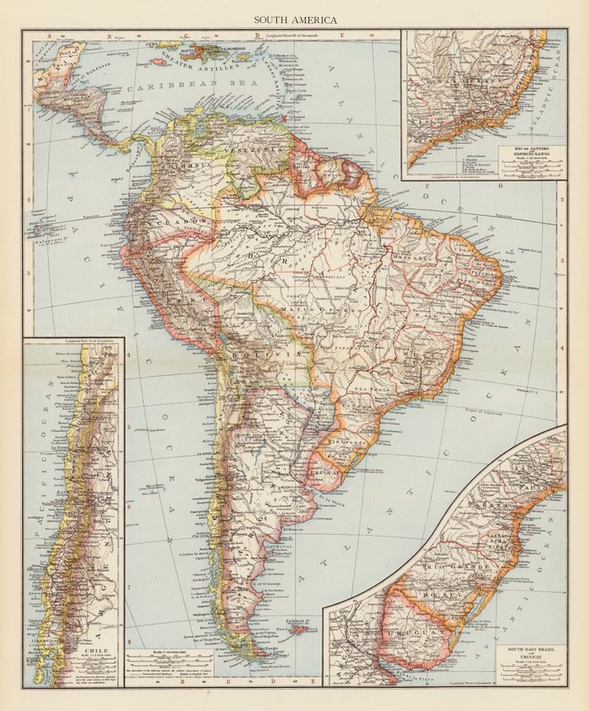 América do Sul (litografia a cores) de English School