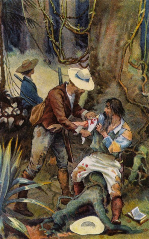 América do Sul: Ligando o membro ferido (gravura) de English School