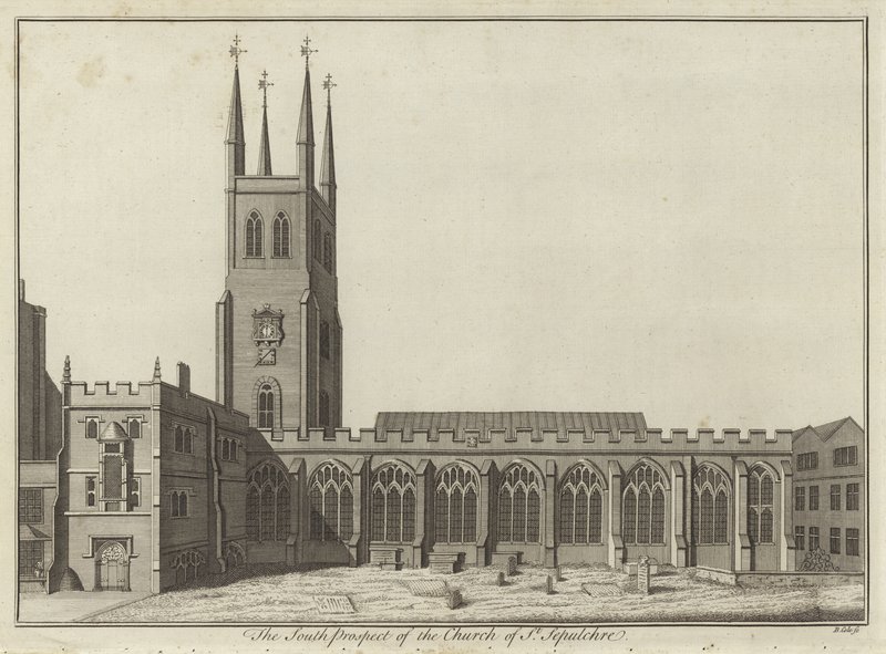South Prospect da Igreja de São Sepulcro, em Londres de English School