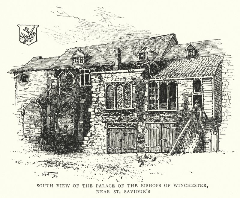 Vista Sul do Palácio dos Bispos de Winchester, perto de St Saviour