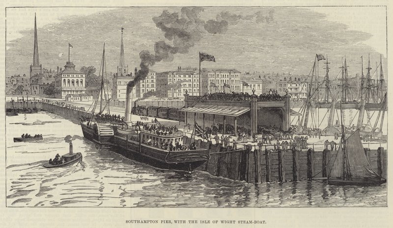 Southampton Pier, com a Isle of Wight Steam-Boat (gravura) de English School