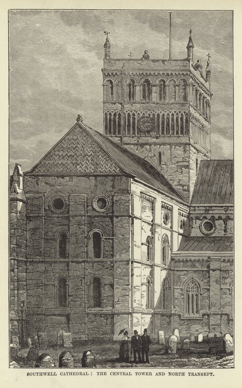 Catedral de Southwell, a torre central e transepto norte de English School