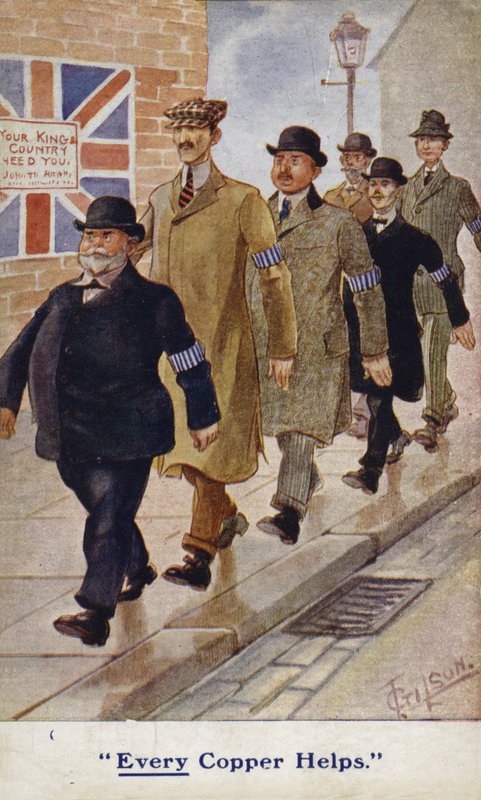 Special constables no cartão da propaganda de WW1 Cartão Postal de English School