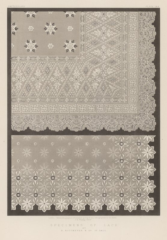 Espécimes de renda por B Rittmeyer e Co, St Gall de English School