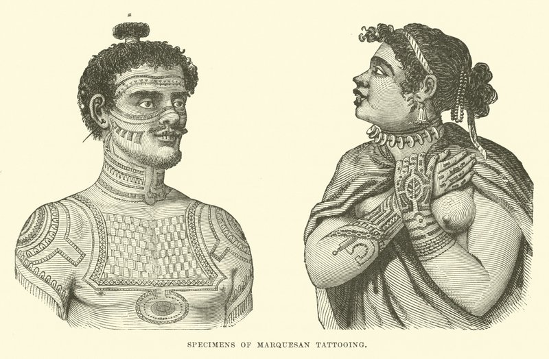 Espécimes de tatuagem Marquesan de English School