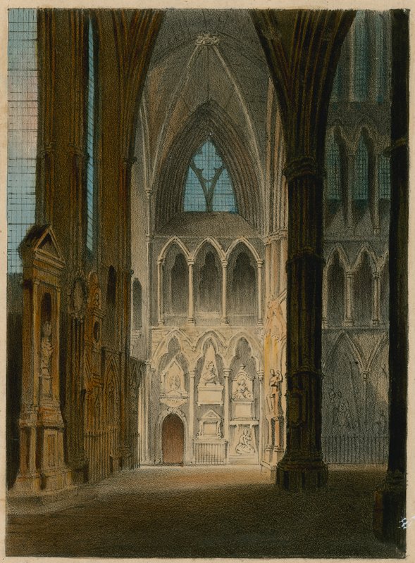 Spooners Protean Views: Poetas Corner, Abadia de Westminster, Londres, Mudando para as Sombras de Shakespeare, Scott e Byron de English School