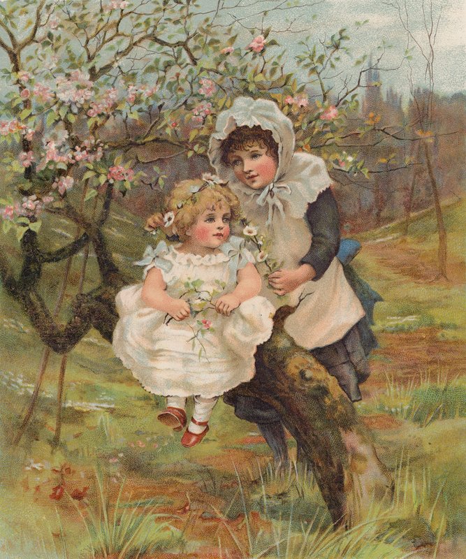 A primavera floresce em maio (cromolitho) de English School