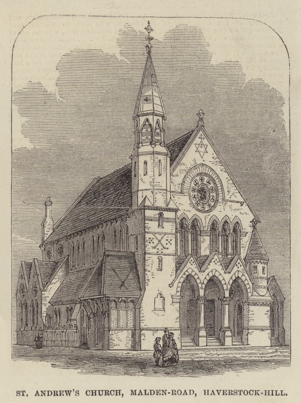 Igreja de Santo André, Malden-Road, Haverstock-Hill (gravura) de English School
