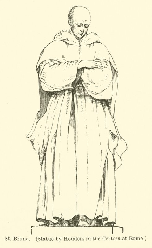 São Bruno, estátua de Houdon, na Certosa, em Roma (gravura) de English School