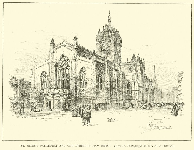Catedral de St Giless e a City Cross restaurada de English School