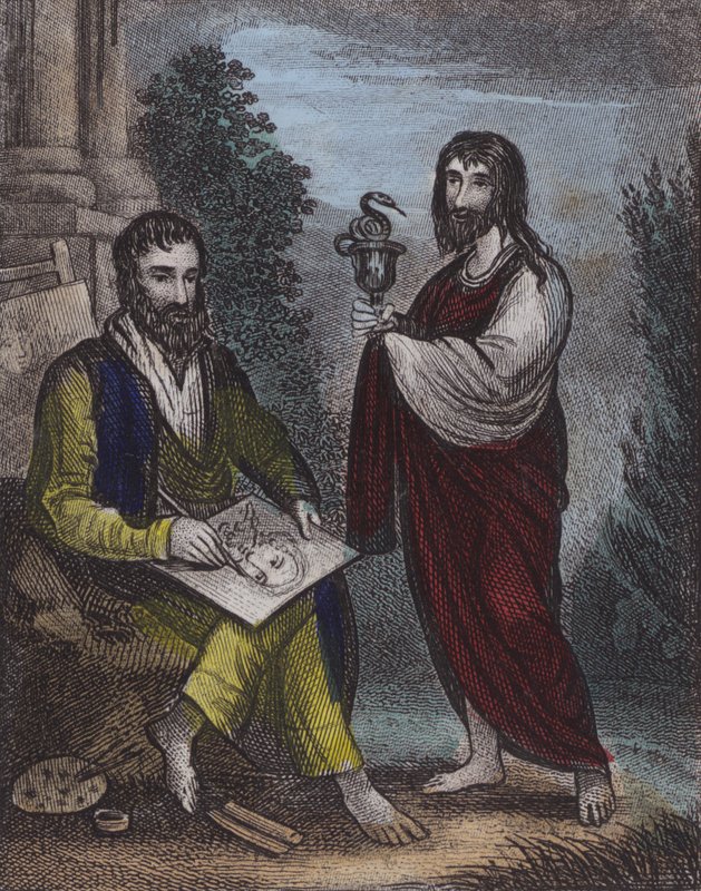São Lucas, São João (gravura colorida) de English School