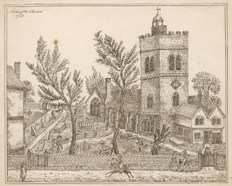 St Marys (igreja antiga), Islington (tinta no papel) de English School