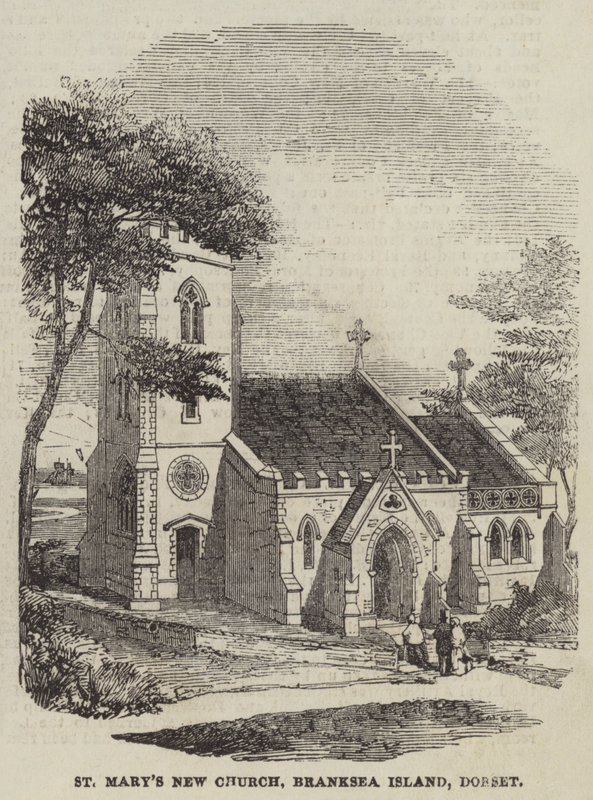 Igreja Santa Maria Nova, Ilha Branksea, Dorset (gravura) de English School