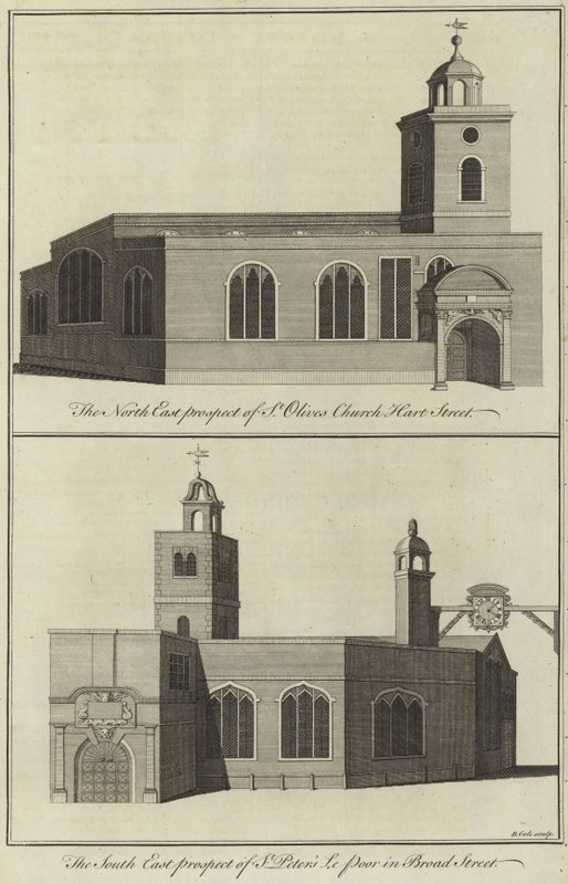St, azeitonas, igreja, hart, rua, e, igreja, de, st peter, pobre, rua larga, londres de English School