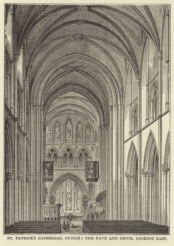 Catedral de São Patrício Dublin, a nave e coro, olhando para o leste de English School