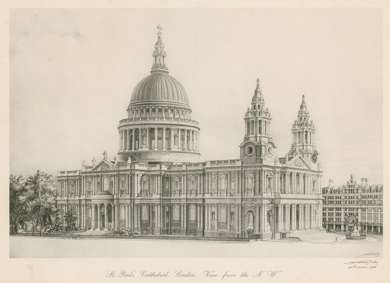 St, pauls, catedral, londres, vista, de, a, oeste norte de English School