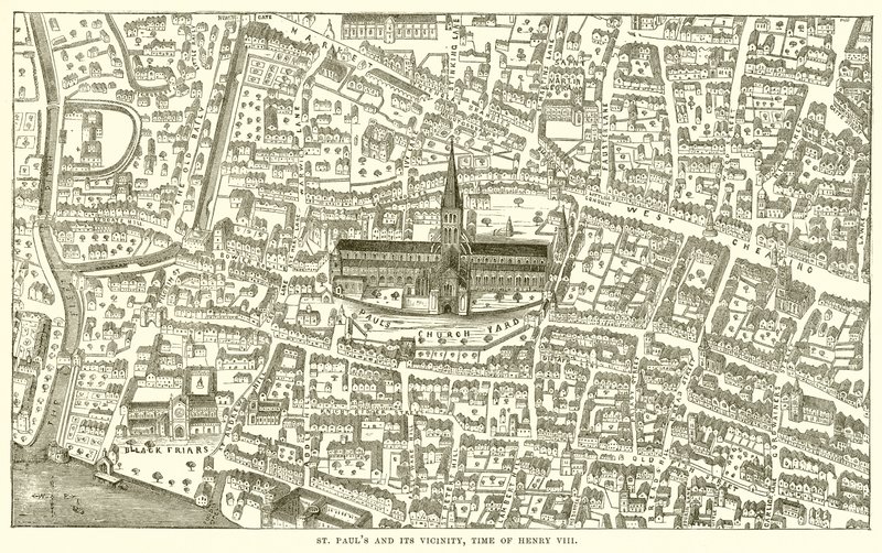 St. Pauls e sua vizinhança, época de Henrique VIII de English School