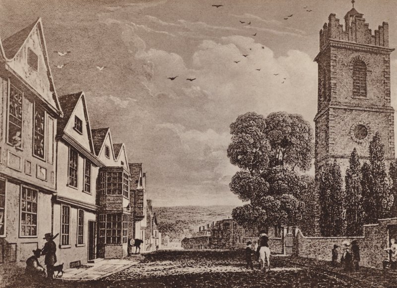 Igreja de São Pedro e North Hill Colchester (litho) de English School
