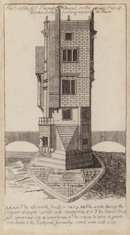 Capela de São Tomás, Ponte de Londres (gravura) de English School