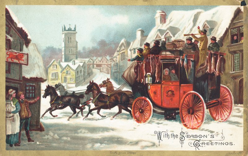 Treinador da fase na neve, cartão de Natal de English School