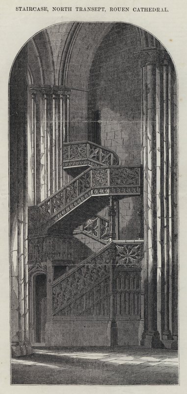 Escadaria, Transeptado Norte, Catedral de Rouen (gravura) de English School