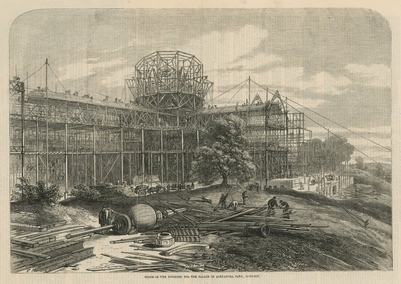 Estado do edifício para o palácio em Alexandra Park de English School