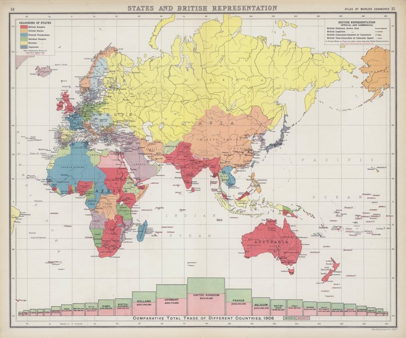 Representação dos Estados e do Reino Unido (litografia a cores) de English School
